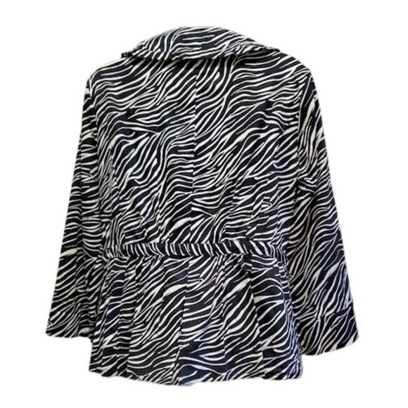 EUC Vintage Zebra Print Light Cotton Jacket 3/4 Sleeve and Cinched Waist -Size S - Picture 4 of 10